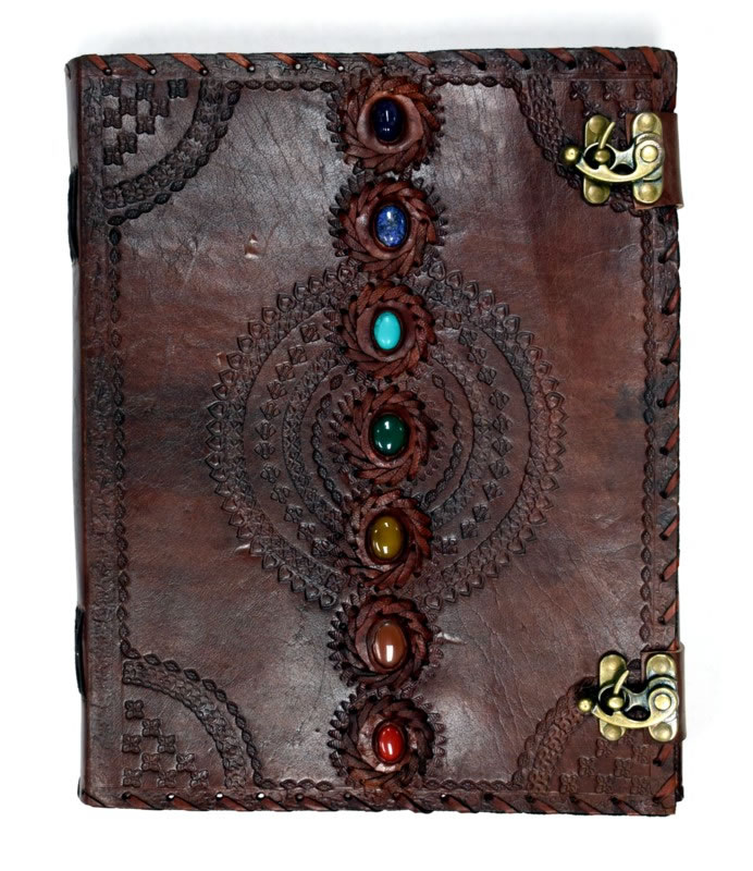10 x 13 Chakra Stones Leather Embossed Journal